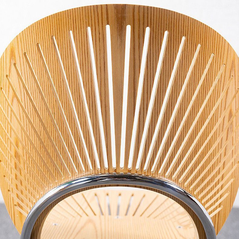 Industrial Style Patio Side Chair Open Back Armless Chair with Black Legs