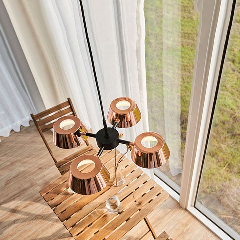 Postmodern Style Chandelier Light Fixture Metal Rose Gold Pendant Light for Living Room