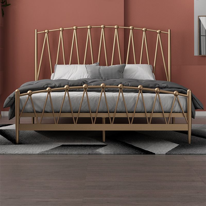 Glam Iron Frame Bed with Open-Frame Arched Headboard and Metal Legs