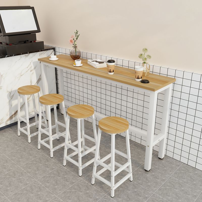 Industrial Rectangle Wood Counter Table 5 Pieces Bar Table Set for Cafe