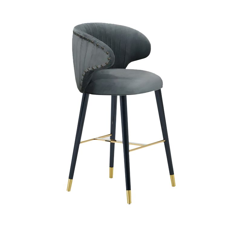 Glam Backrest Bar Stool Upholstered Counter Stool for Bristol with Wooden Legs