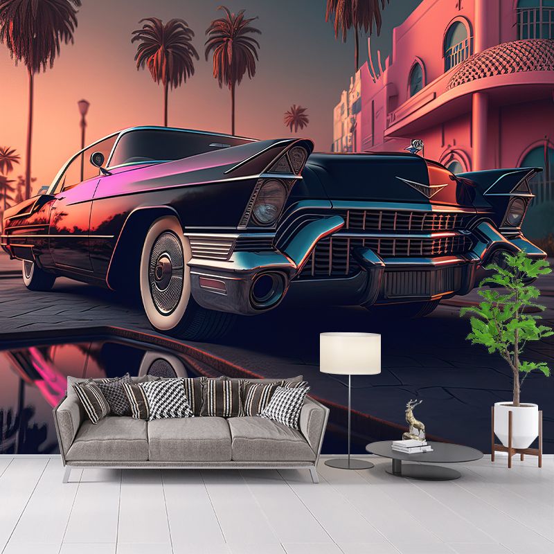 Car Illustration Pattern Mural Moistureproof for Living Room and Bedroom Decoration