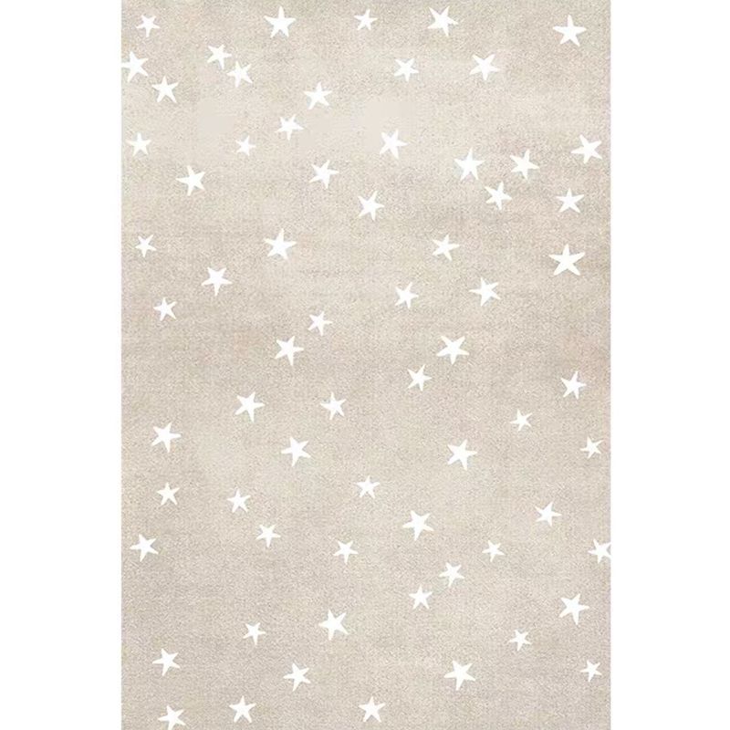 Funky Indoor Rug All-Over Star Print Rug Polyster Non-Slip Backing Area Carpet for Living Room