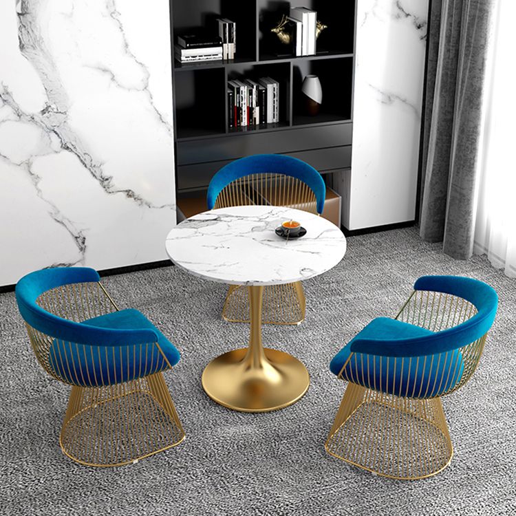 White Stone Top Table for Home Traditional Luxury Round Dining Table