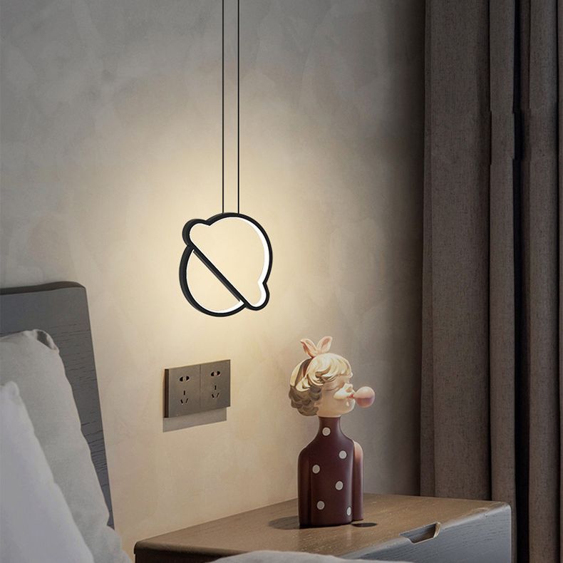 Geometrical Bedroom Pendant Light Fixture Metal LED Nordic Pendant Ceiling Light in Black