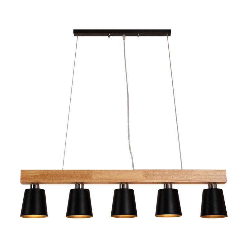 3/5-Light Cone Island Pendant Lamp Modern Iron Drop Light in Black/White with Adjustable Cord