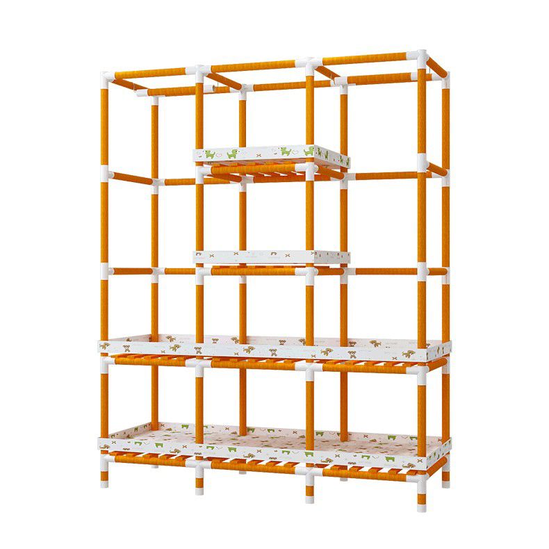 Modern Wardrobe with Clothes Rail Matte Finish Cabinet with Wood Frame