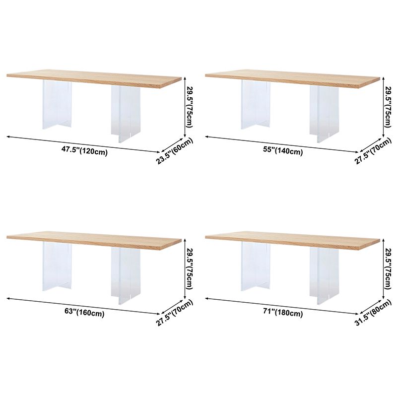 Rectangle Solid Wood Brown Tone Dining Table Simplicity Double Pedestal Table for Dining Room