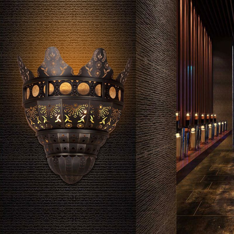 1 head metal sconce leggero tradizionale bronzo intagliato intagliato da parete illuminazione montata