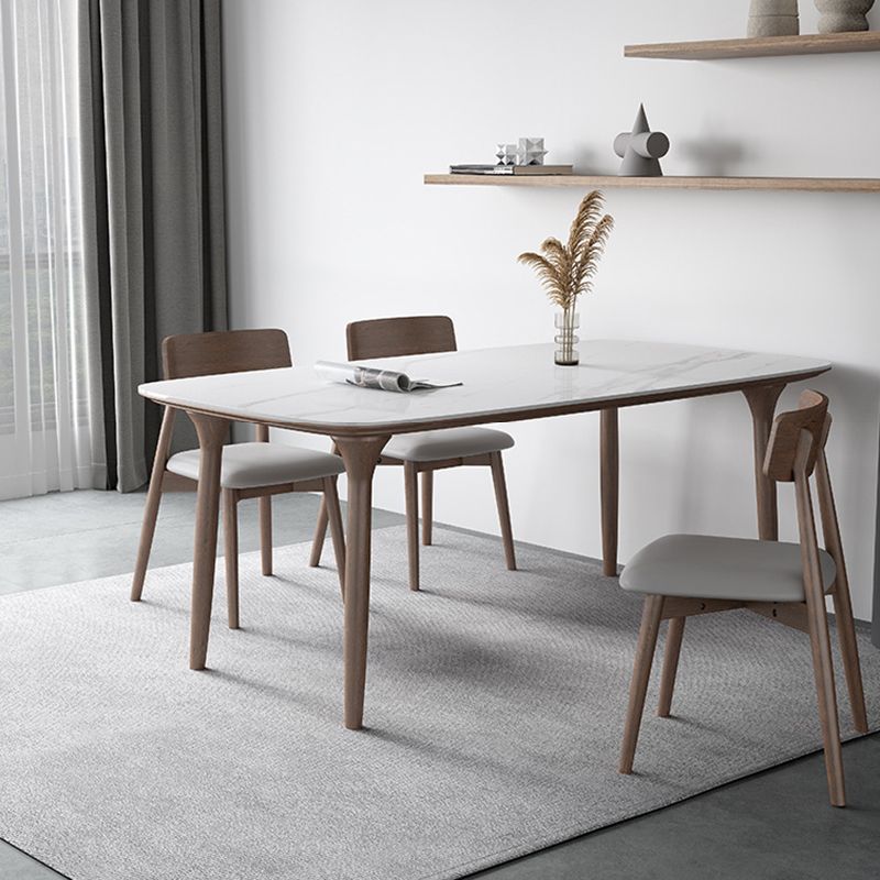 Modern Sintered Stone Top Dining Set Rectangle 1/3/4/5/7 Pieces wooden Table Set