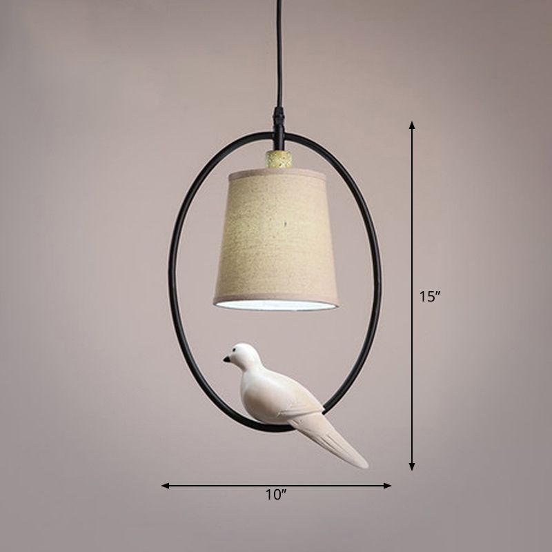 Luce con soffitto secchio vintage Luce a sospensione Luce a sospensione con arredamento per uccelli in resina in bianco