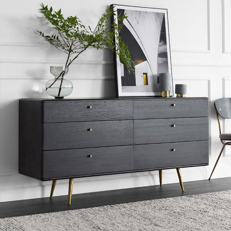 Contemporary Oak Double Dresser Horizontal Storage Chest for Bedroom