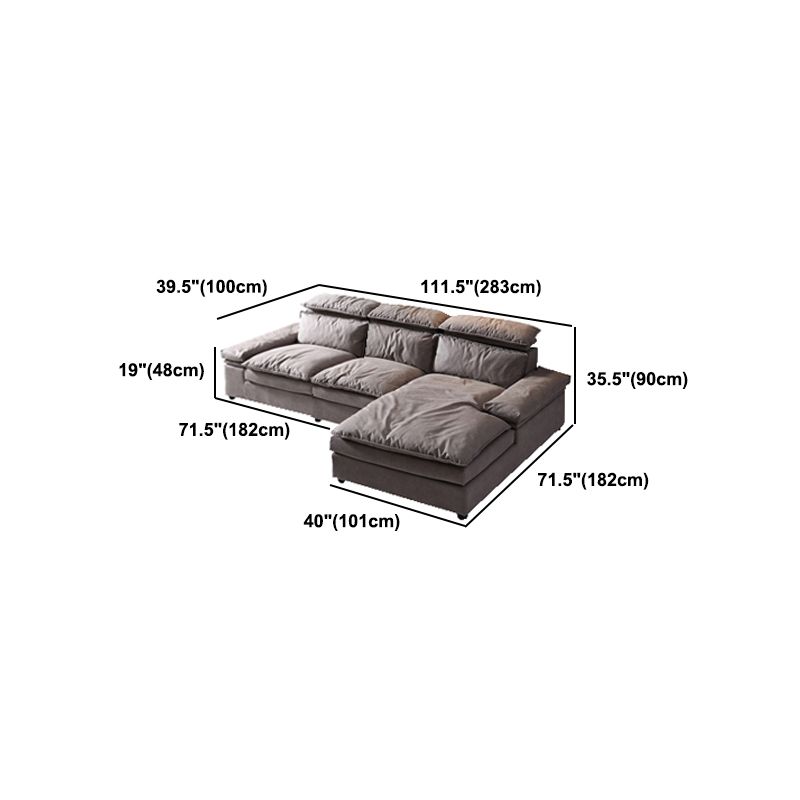 Armless Sofa Bed with Pillow Back Leather Sofa with Grey Solid Wood Frame