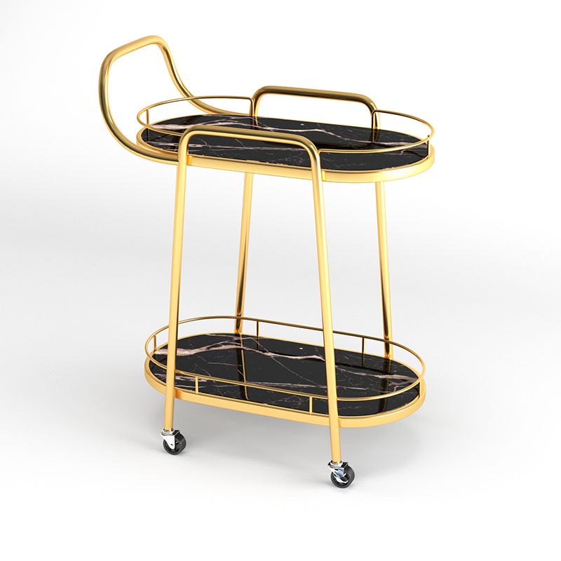 32.28" High Rolling Modern Style Prep Table Stone Prep Table for Dining Room