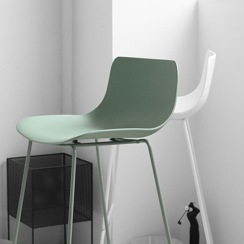 Industrial Indoor Armless Stool Plastic Bar Stool with Upholstered