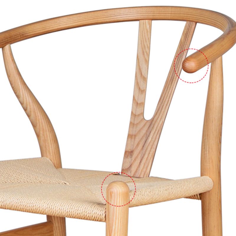 Contemporary Style Ash Wood Chair Dining Room Fork Bone Back Chairs Set