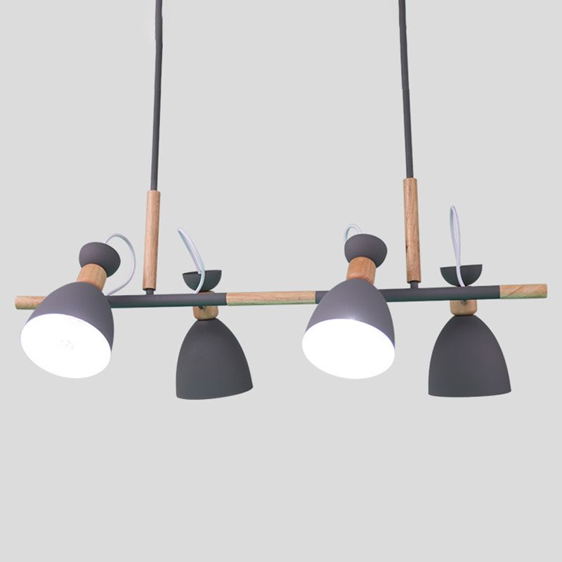 Macaron Cone Pendant Lights Metal 4 Lights Hanging Lamp Kit for Dining Room