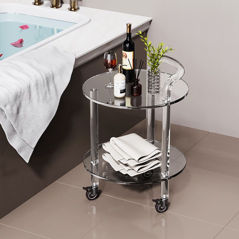 22" H End Slide Table Round Shape Acrylic End Table in Clear