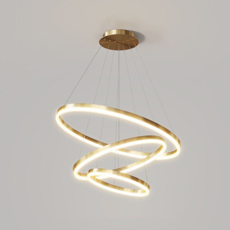 Multi-tier kroonluchter lamp Moderne ring kroonluchter verlichtingsarmaturen met witte acrylschaduw