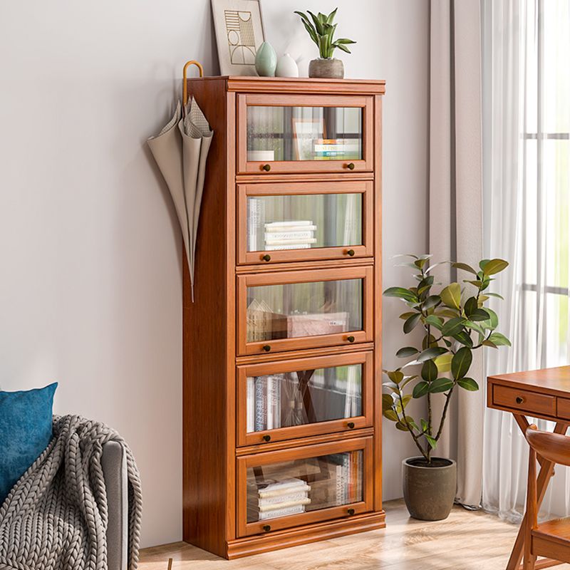 Closed Back Vertical Bookshelf Wood Contemporary Bookcase with Cabinets