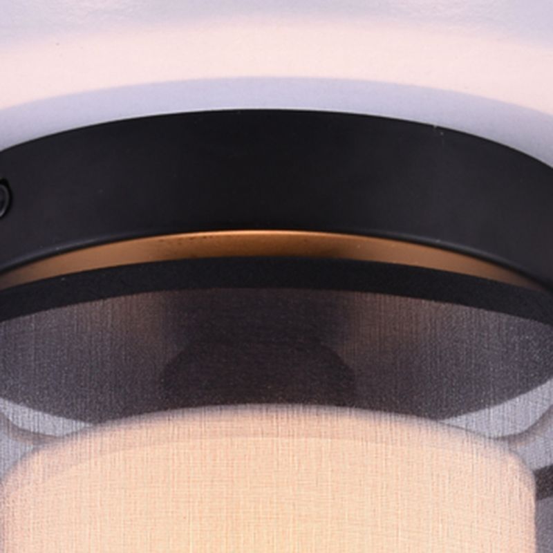 Plafonnier encastré de 8 pouces de large, plafonnier de style asiatique avec abat-jour en tissu pour le salon