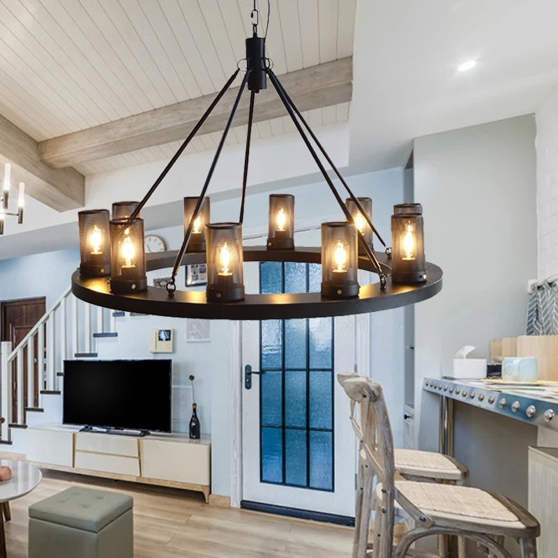 10 luces Costeo de techo de metal Cilíndrico clásico Lámpara de lámpara de estar de sala de estar