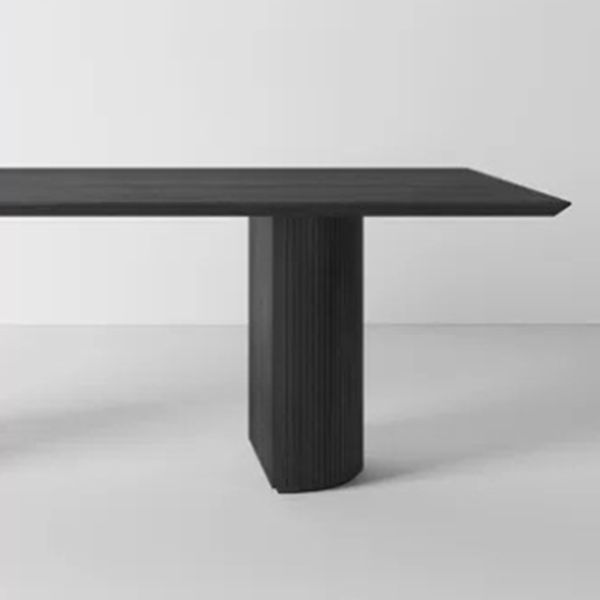 Table moderne en bois de pin pour restaurant, table de salle à manger noire avec double piédestal