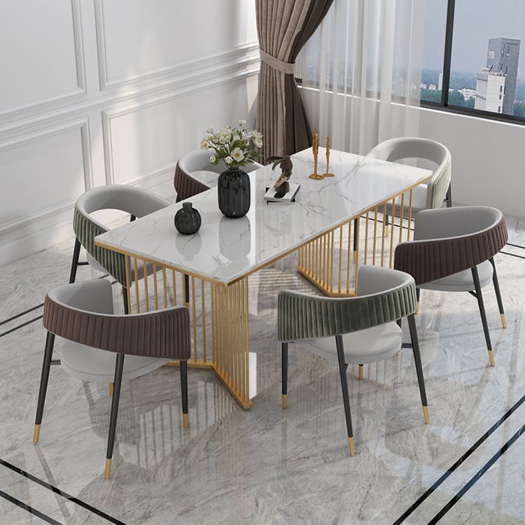 Glam 1/5/7 Pieces Dining Set Rectangle Stone Dining Table for Dining Room