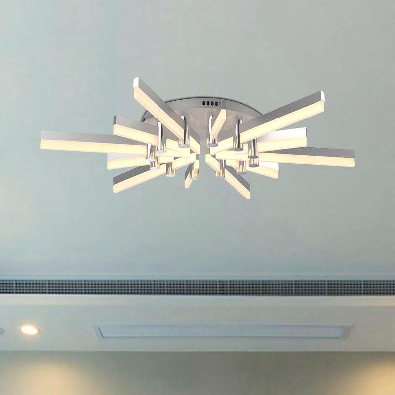 5/6 luci illuminazione semi -montaggio interno con tonalità acrilica sputnik moderna lampada a soffitto con finitura argento moderna
