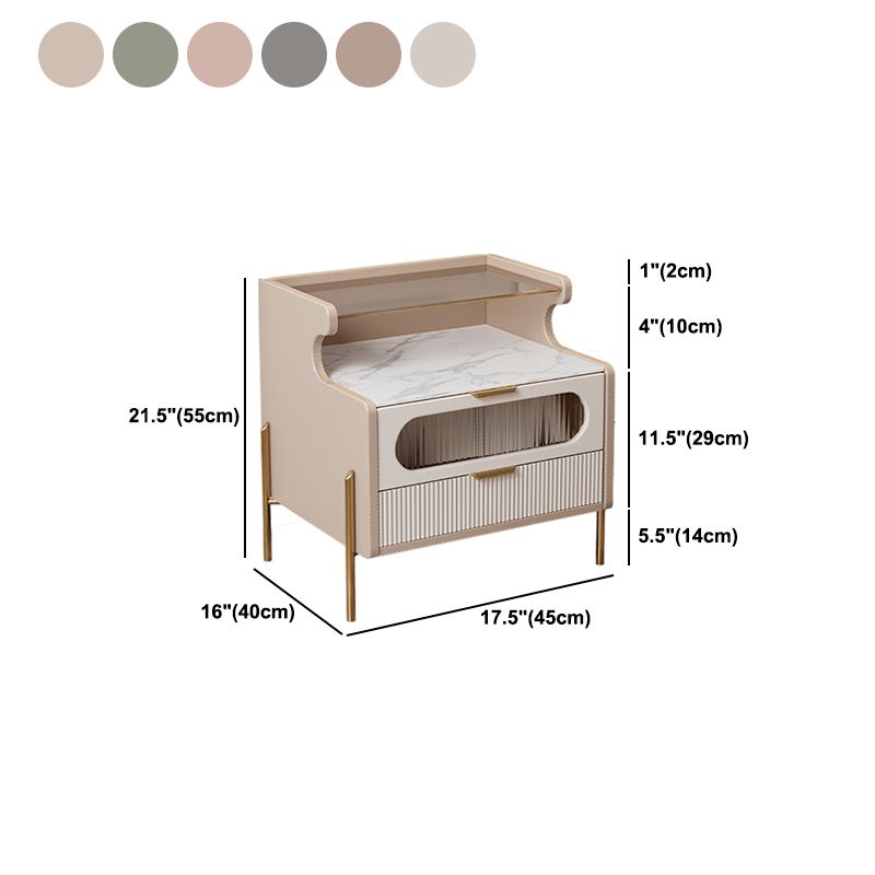 Contemporary Faux Leather Nightstand 21.65" Tall 2 - Drawer Nightstand