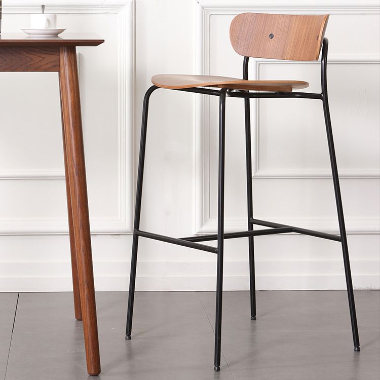 Modern Style Low Back Bar-stool Wooden Bar Stool with Metal Legs