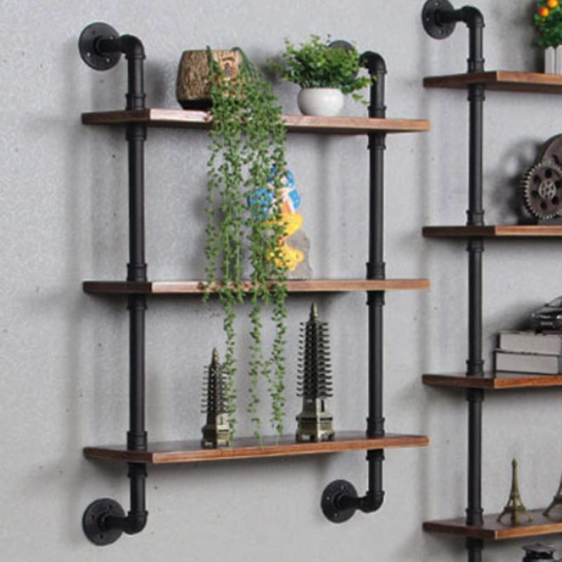 Metal Floating Bookcase Industrial Style Closed Back Shelf for Home Office