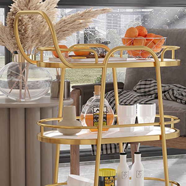33.46" High Contemporary Style Oval Prep Table Rolling Metal Prep Table for Kitchen