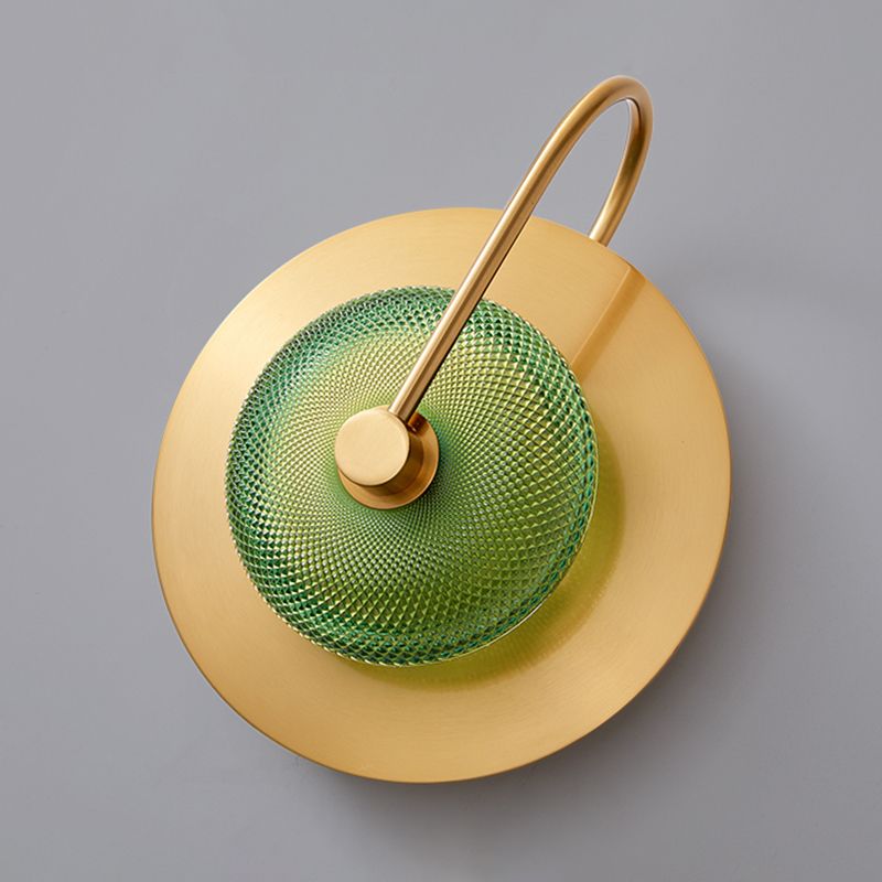 LED Post Modern Wall Sconce Iron & Glass 1 - Light Wall Mounted Fixture in Gold Finish