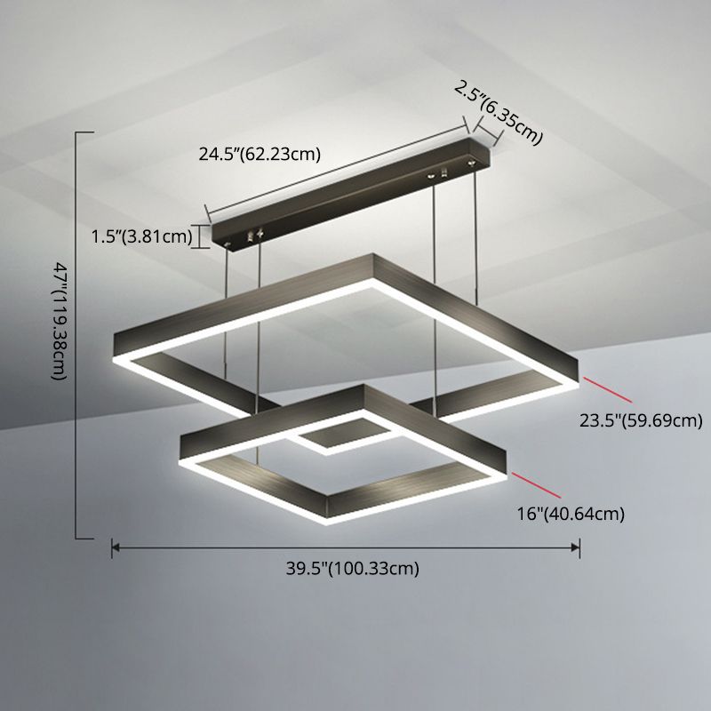 Acryl vierkante kroonluchter lamp Minimalistische stijl LED -hanger lichtkit in zwart