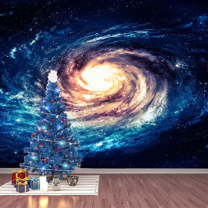 Swirling Nebula Wall Mural Decal for Home Decor, Blue and Orange, Personalized Size Available