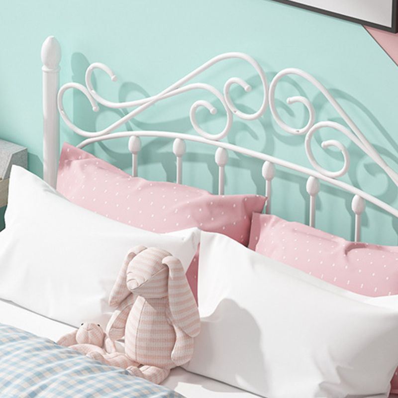 Glam Metal Open-Frame Bed with Camelback Headboard and Footboard