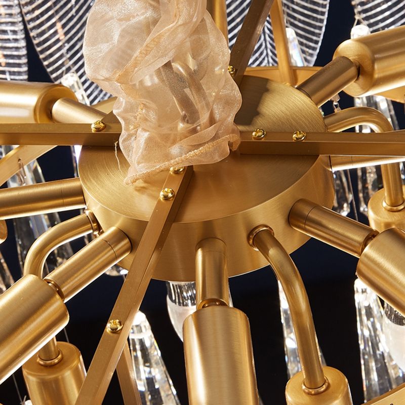 Contemporary Style Geometry Shape Chandelier Lights 9 Light Crystal Chandeliers in Gold