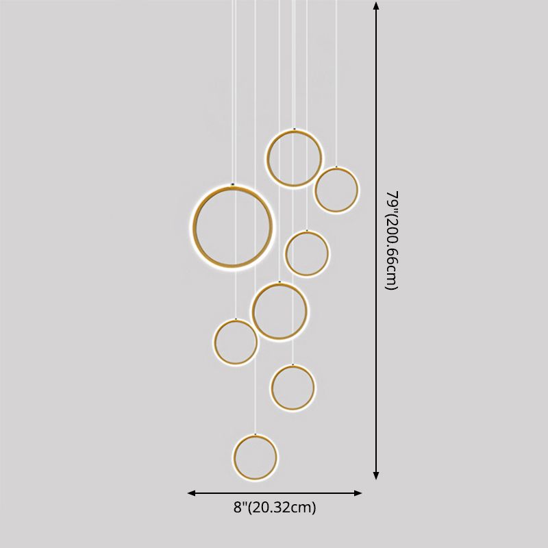 Scade grandi soffitto a sospensione Luce moderna anello di metallo nordico minimalista in ottone