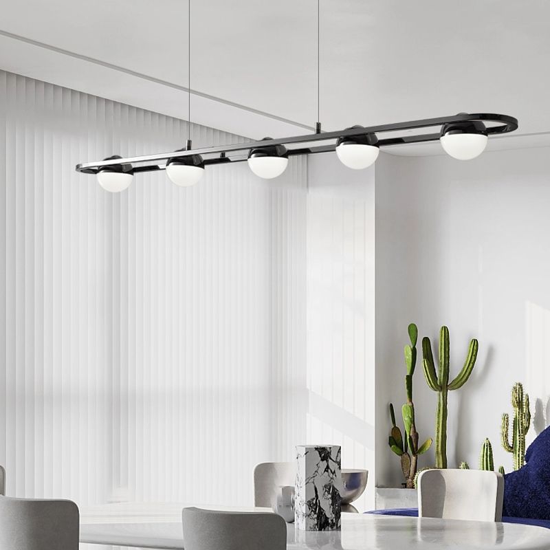 Modern Hanging Light Spherical Globe Island Light Fixture in Black for Dining Room