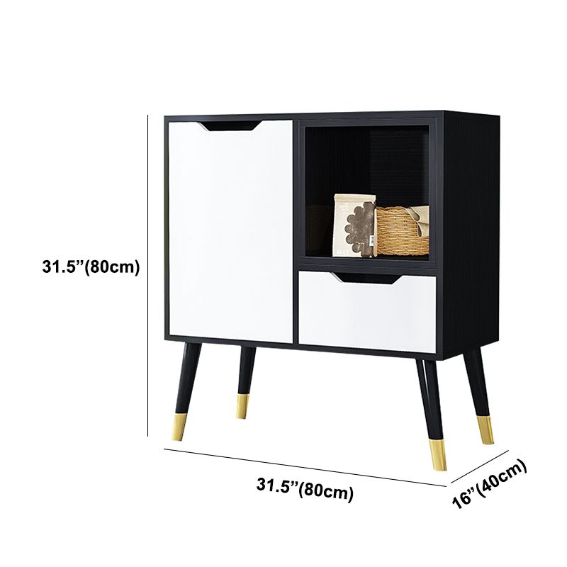 Black and White Sideboard Contemporary Engineered Wood Sideboard for Dining Room