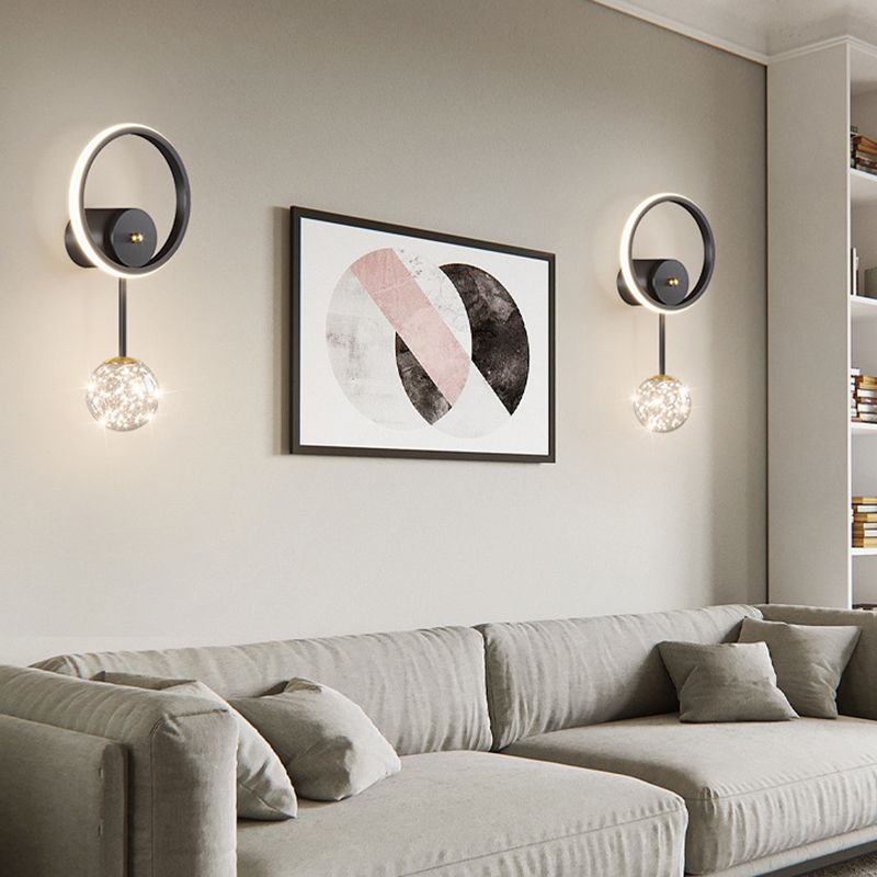 Modern Style Spherical Shape Wall Sconce Glass 2 Light Sconces for Living Room