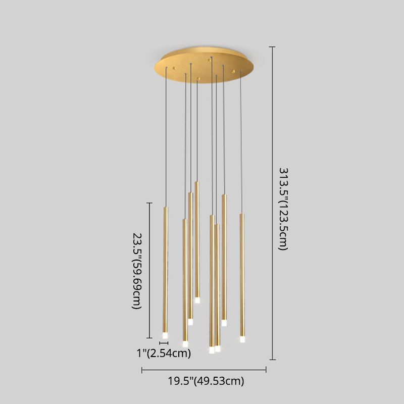 LED Sticks Pendant Lighting Minimalistic Metal Staircase Ceiling Suspension Lamp with Acrylic Shade