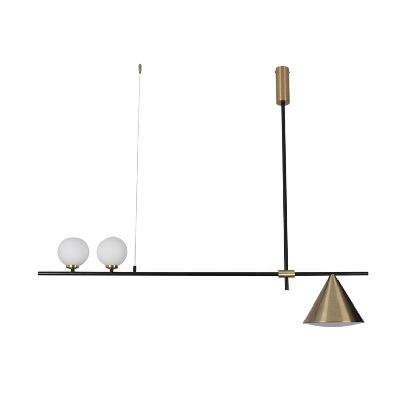 Metal Cone Island Light Contemporary 3 Heads Dining Room Hanging Ceiling Light in Gold/Black