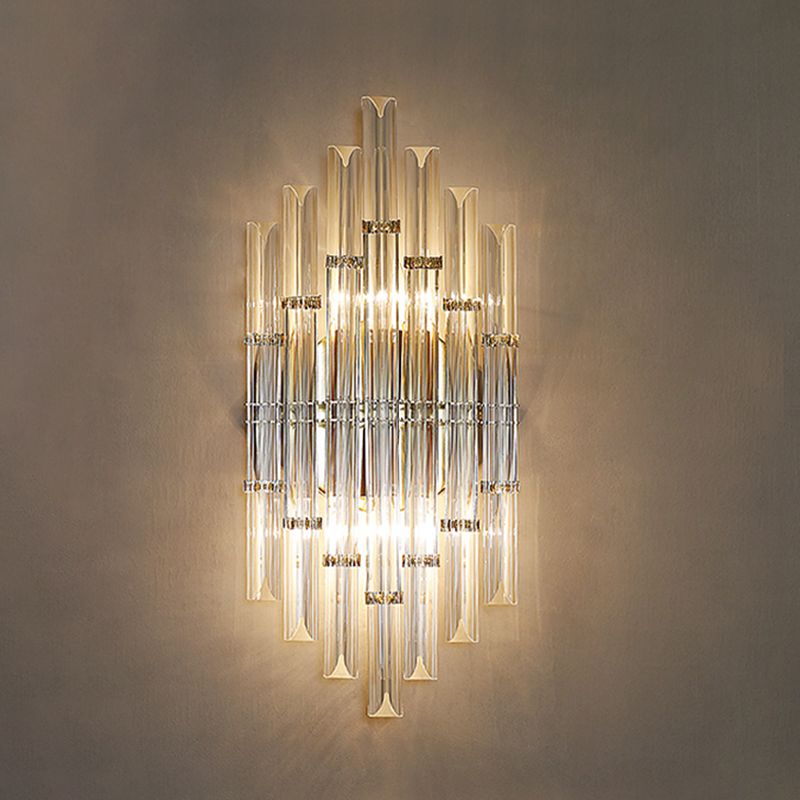 Unique Shade Crystal Wall Sconce Modern Style 2 Lights Wall Mount Lighting in Gold