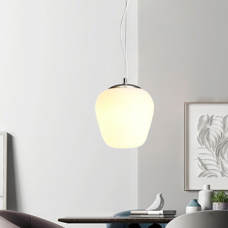 Nordic Stylish Pendant Light 1 Light Opal Glass Suspension Light in White for Office Kitchen Island
