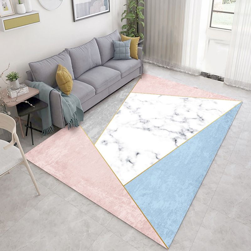Casual Living Room Rug Multi Color Geometric Print Rug Polypropylene Non-Slip Easy Care Indoor Rug