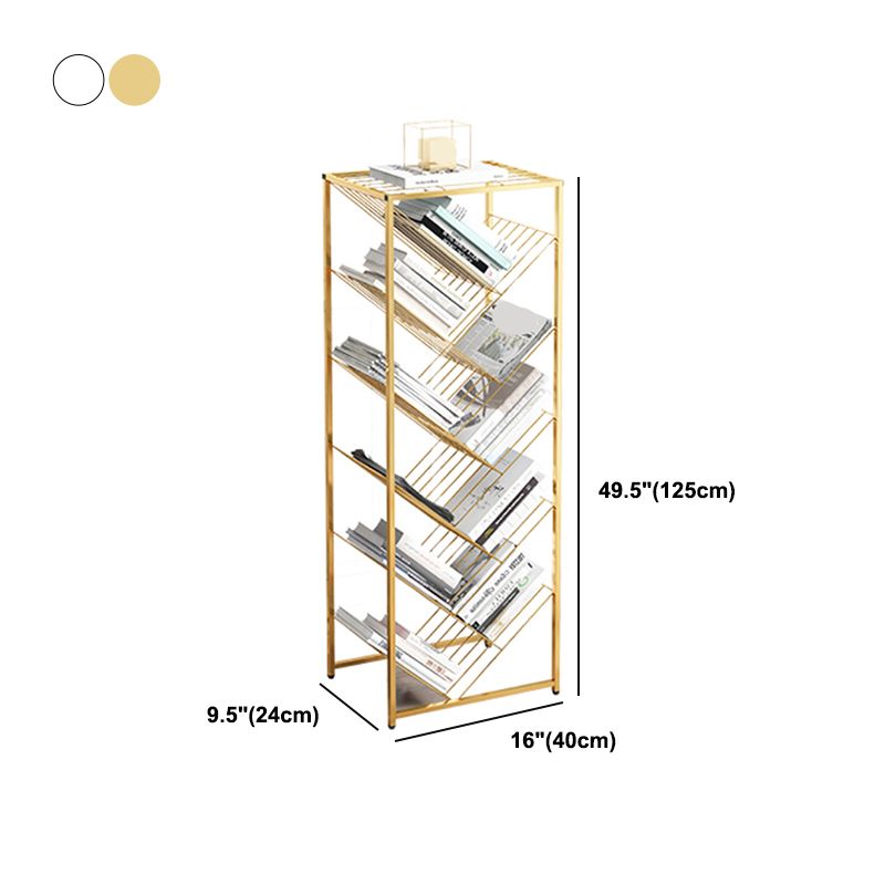 Modern Style Bookcase Open Back Metal Vertical Bookshelf for Home
