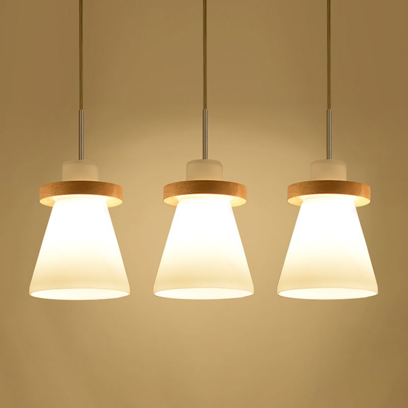 Wood Geometric Suspended Light Modern Simple Hanging Light for Restaurant