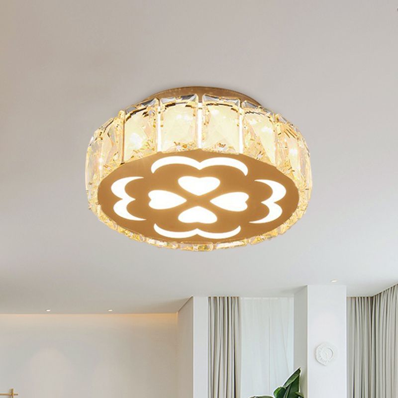 Prismatic Crystal Chrome Ceiling Flush Flower Patterned Circle Modernist LED Flush Mount Light Fixture